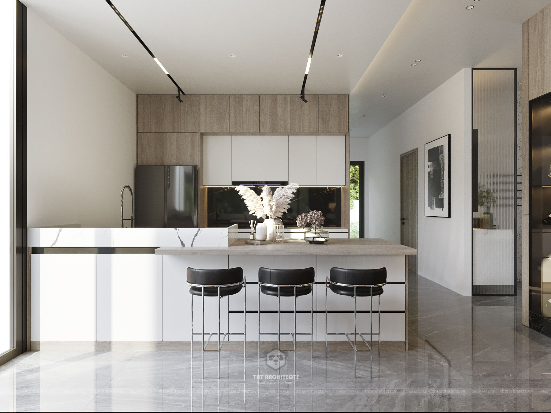 tht architects - Trường villa Bình Thuận - phòng khách bếp 06